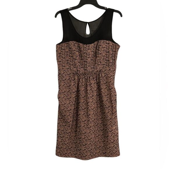 Anthropologie Tan Print Moulinette Soeurs Albertine Flocked Sheath Dress Size 8 - Picture 1 of 11